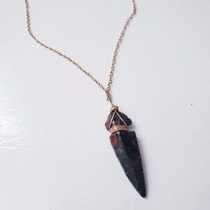 Spear head obsidian necklace